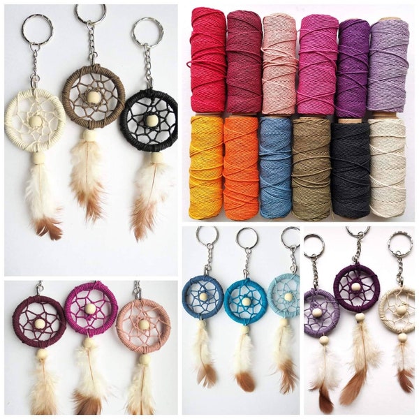 Mini dreamcatcher keyring, hemp keychain, party favours, gift for guest, best friend gift