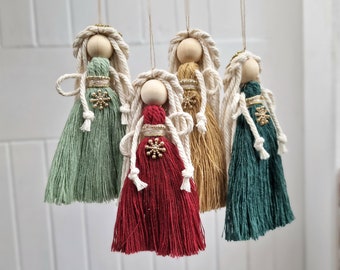 Macrame Christmas Angel, Christmas Tree Fairy decoration, Eco-friendly Christmas decorations