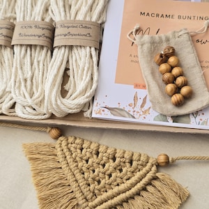 DIY Macrame Bunting Kit, 100% Recycled Cotton Cord, Beginner Craft Activity