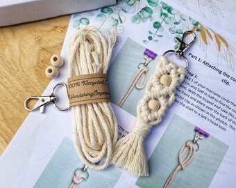 Macrame DIY Keychain kit, Make Your Own Macrame Keyring, Easy Home craft Activity