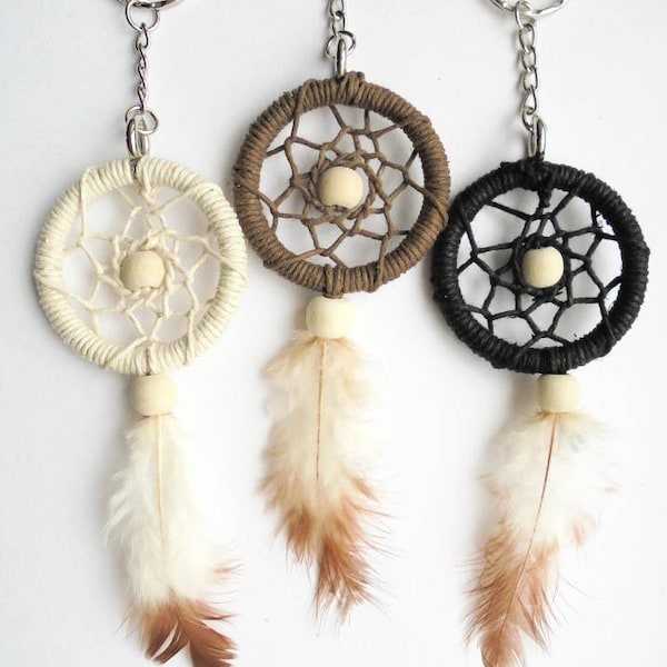 Mini Dreamcatcher Keyring with a corded hanger option, party favours, gift for guests, bridesmaid gifts, wedding favours