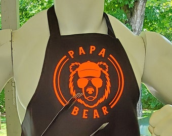 Papa Bear Grill Apron, Custom Father's Day BBQ Gift