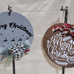 Front Door Sign, Merry Christmas, Christmas, Door Hanger, Porch Decor, 12 Inch Wood Round, House Warming Gift, Seasonal, Christmas