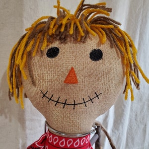 Handmade Scarecrow Fabric Doll, Scarecrow Rag Doll, Fabric Cloth Doll, Embroidered Face, Stuffed Doll Toy, Child Toy, Soft Baby Doll