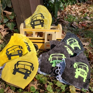 School Bus Face Mask, Face Mask, Elastic, Fitted Cotton Mask, Washable, Handmade, Reusable, School Bus Mask, School Face Mask