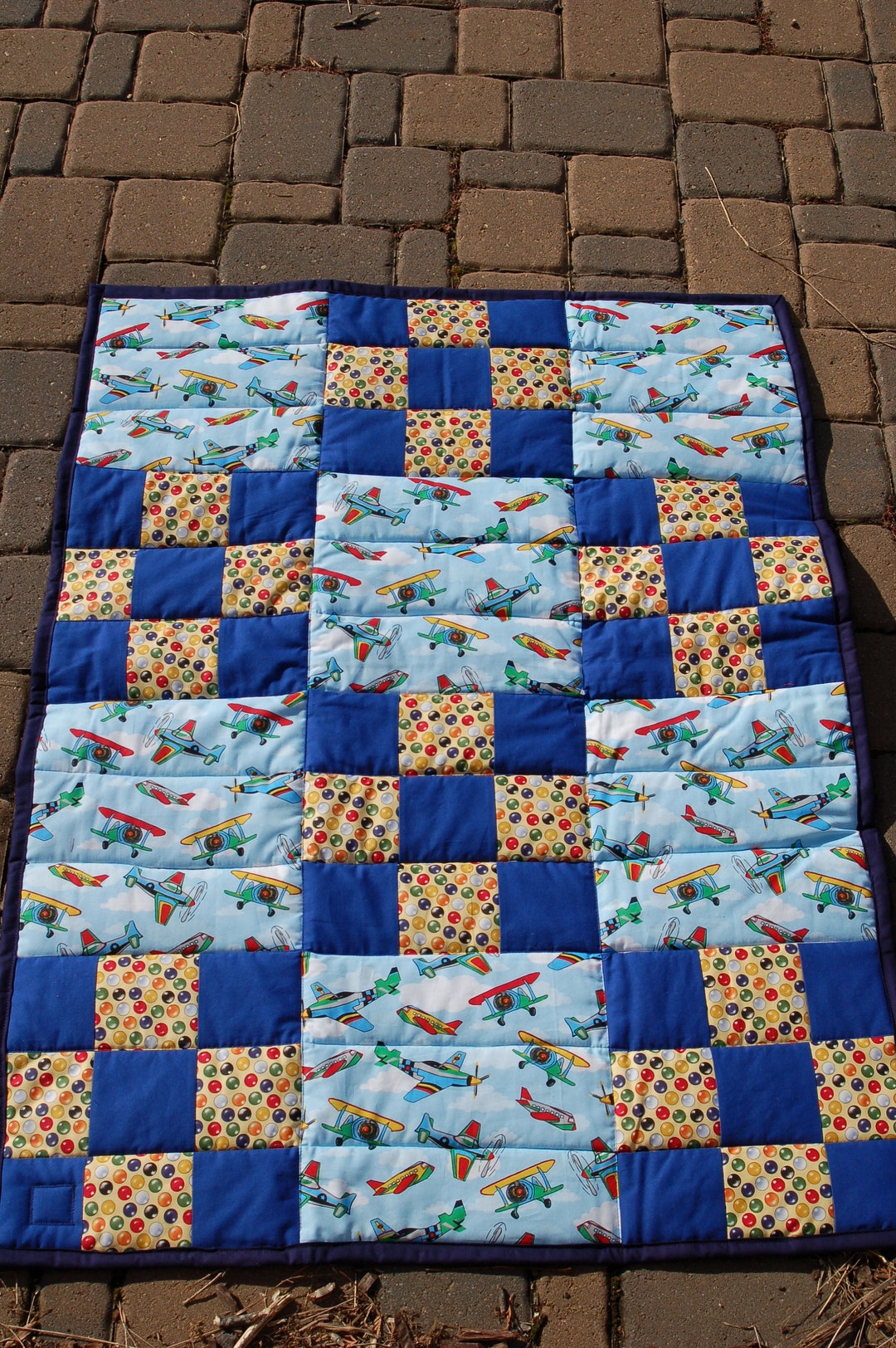 Handmade Baby Quilt, Airplane Quilt, Toddler Comforter, Homemade Quilt