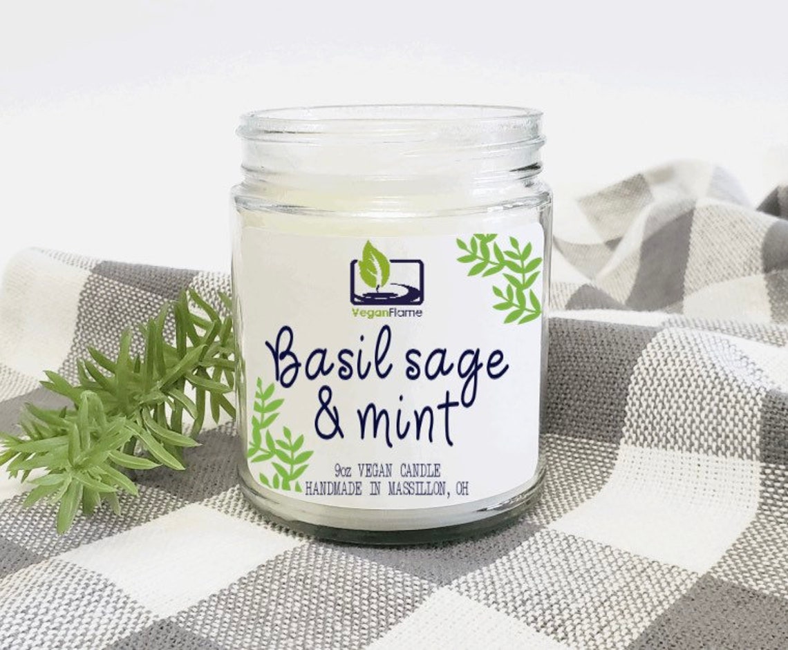 Basil Sage and Mint Candle Vegan Candles Relaxation Candle Etsy