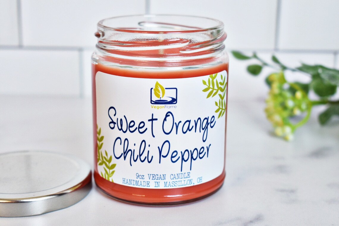 Sweet Orange Chili Pepper Candle Scented Vegan Candles Etsy