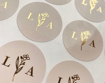 Stickers décoratifs de luxe INITIALES FLORALES pour cadeaux de mariage ou scellés d'enveloppes