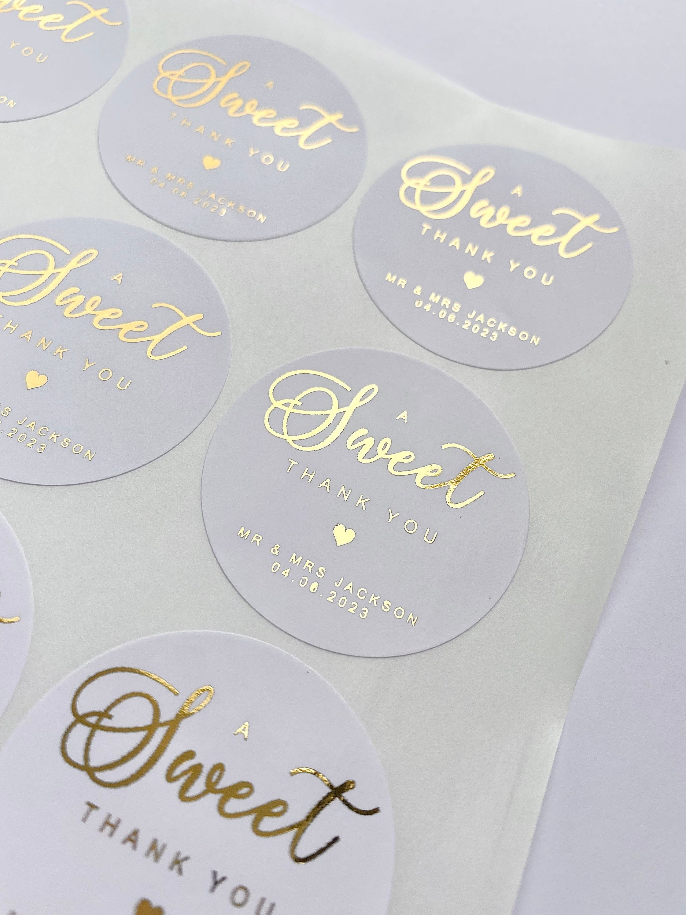 A Sweet Thank You Foil Stickers With Custom Name and Date for - Etsy UK