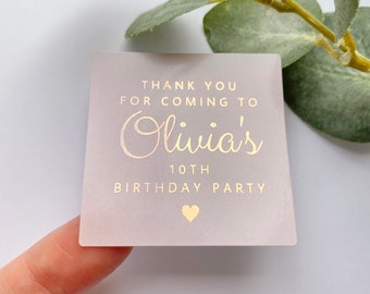 Stickers cadeaux décorés : remerciement, nom et âge personnalisés