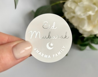 Luxury Foiled Eid Mubarak Family Personalised Stickers