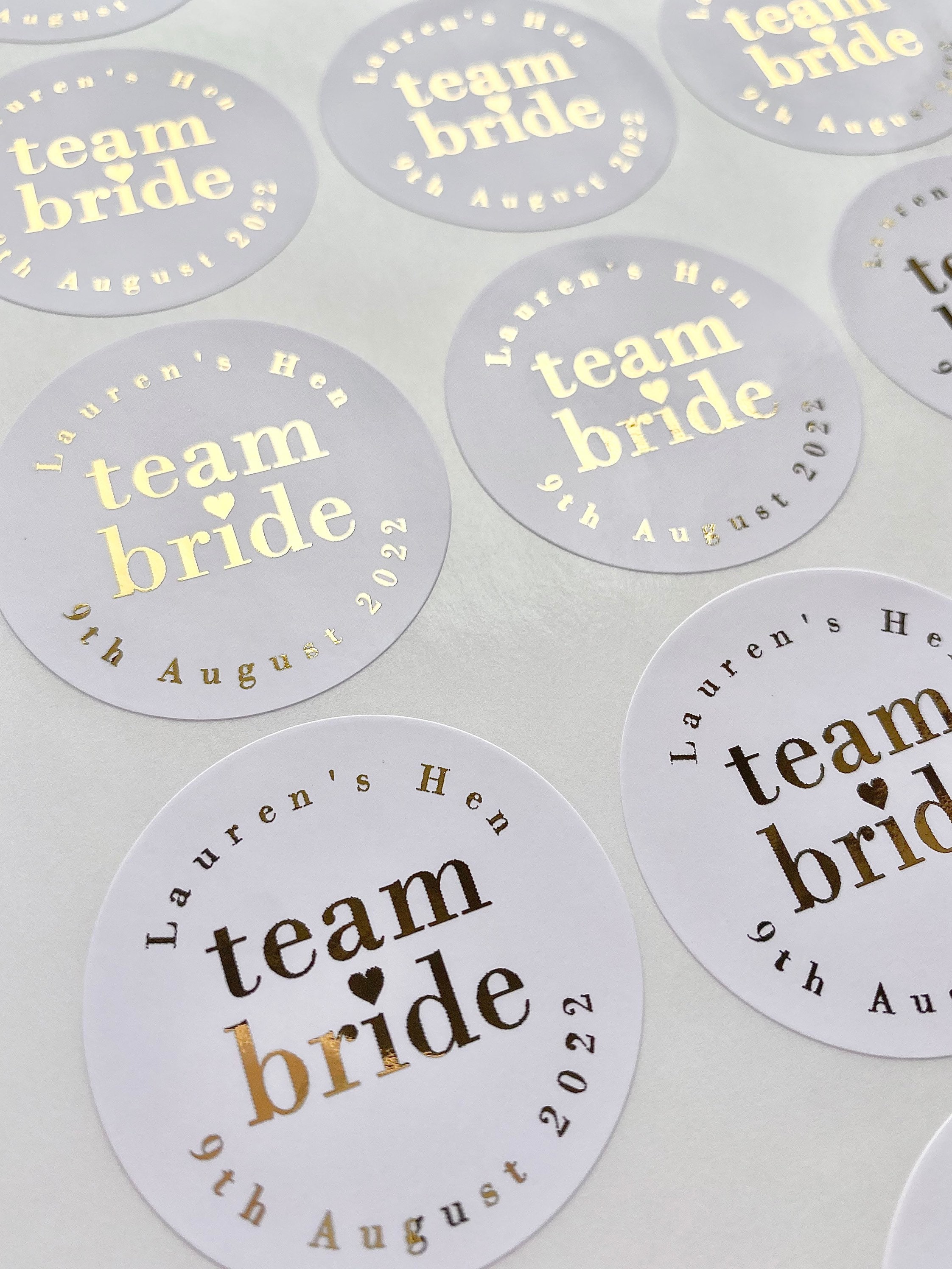 Luxury Foiled TEAM BRIDE Personalised Hen Stickers - Etsy UK