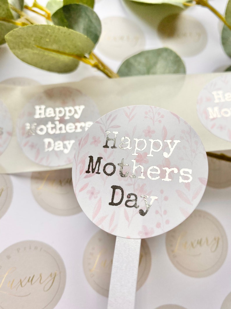 Luxury Foiled Floral Background Happy Mothers Day Stickers bild 1