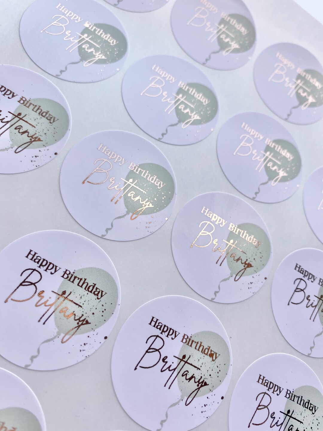 Balloon HAPPY BIRTHDAY With NAME Hand Foiled Stickers - Etsy