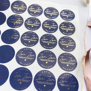 ZAM ZAM Foiled Labels for Wedding Favours With Custom Names and Date ...
