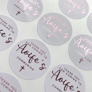 Luxury Communion Personalised Name Foiled Stickers