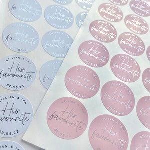 HIS Favourite Hand Foiled Stickers For Wedding Favours