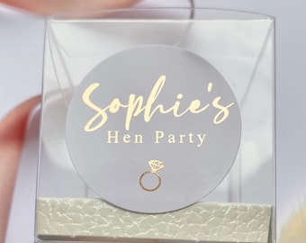 Custom Name Hen Party with Ring Foiled Stickers