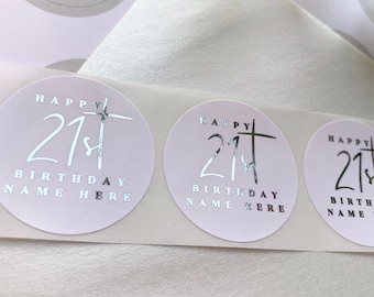 Stickers luxueux joyeux anniversaire avec prénom et âge personnalisés