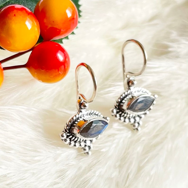 Marquise Cut Stone Stud Style Earing Labradorite PRIVAA Natural Stone
