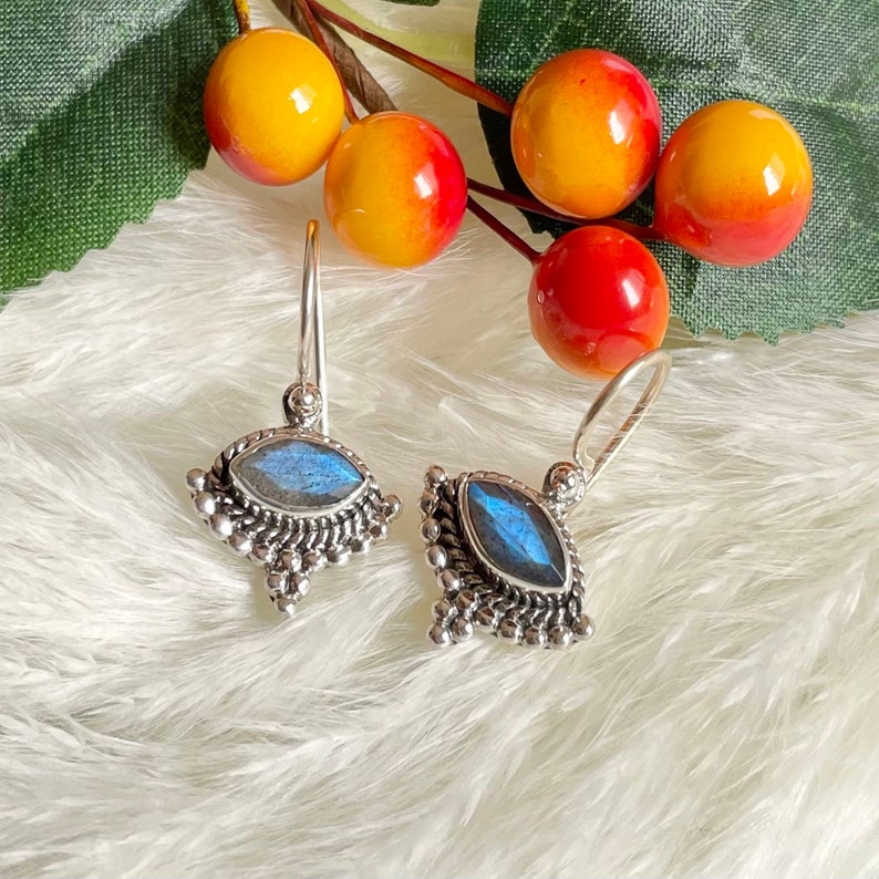 Marquise Cut Stone Stud Style Earing Labradorite PRIVAA Natural Stone
