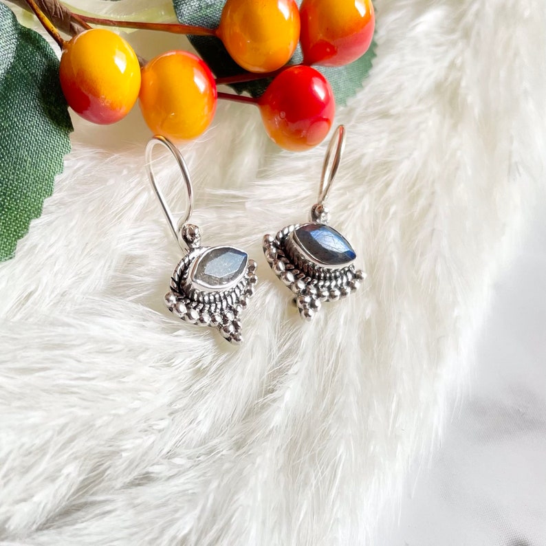 Marquise Cut Stone Stud Style Earing Labradorite PRIVAA Natural Stone