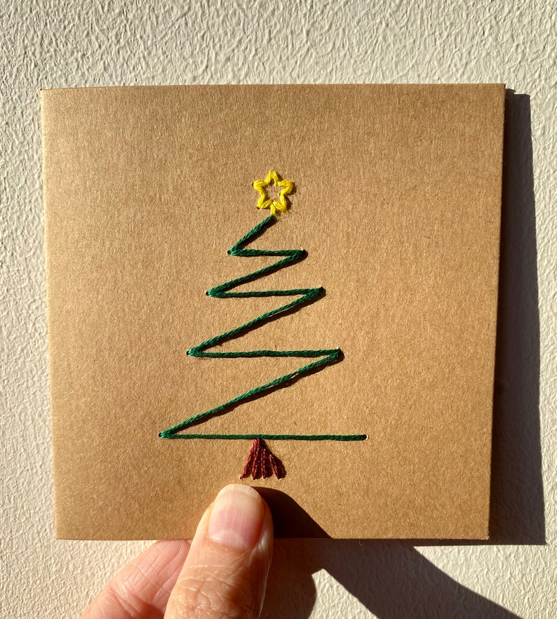 Stitched Christmas card kit Craft Card 3 Christmas trees