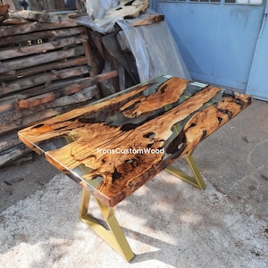Custom Epoxy Resin Table, Clear epoxy dining table, Live edge epoxy table, Handmade Furniture