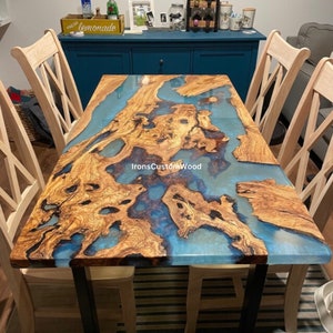 Epoxy Olive Wood Table: Custom Live Edge Resin Dining Table