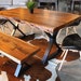 Black Live edge Dining Table, Modern Dining Table, Walnut Table, Bench 