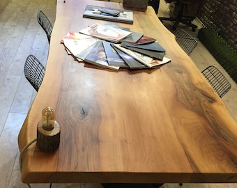 Custom Live Edge Black Walnut Dining Table: Natural Wooden Desk