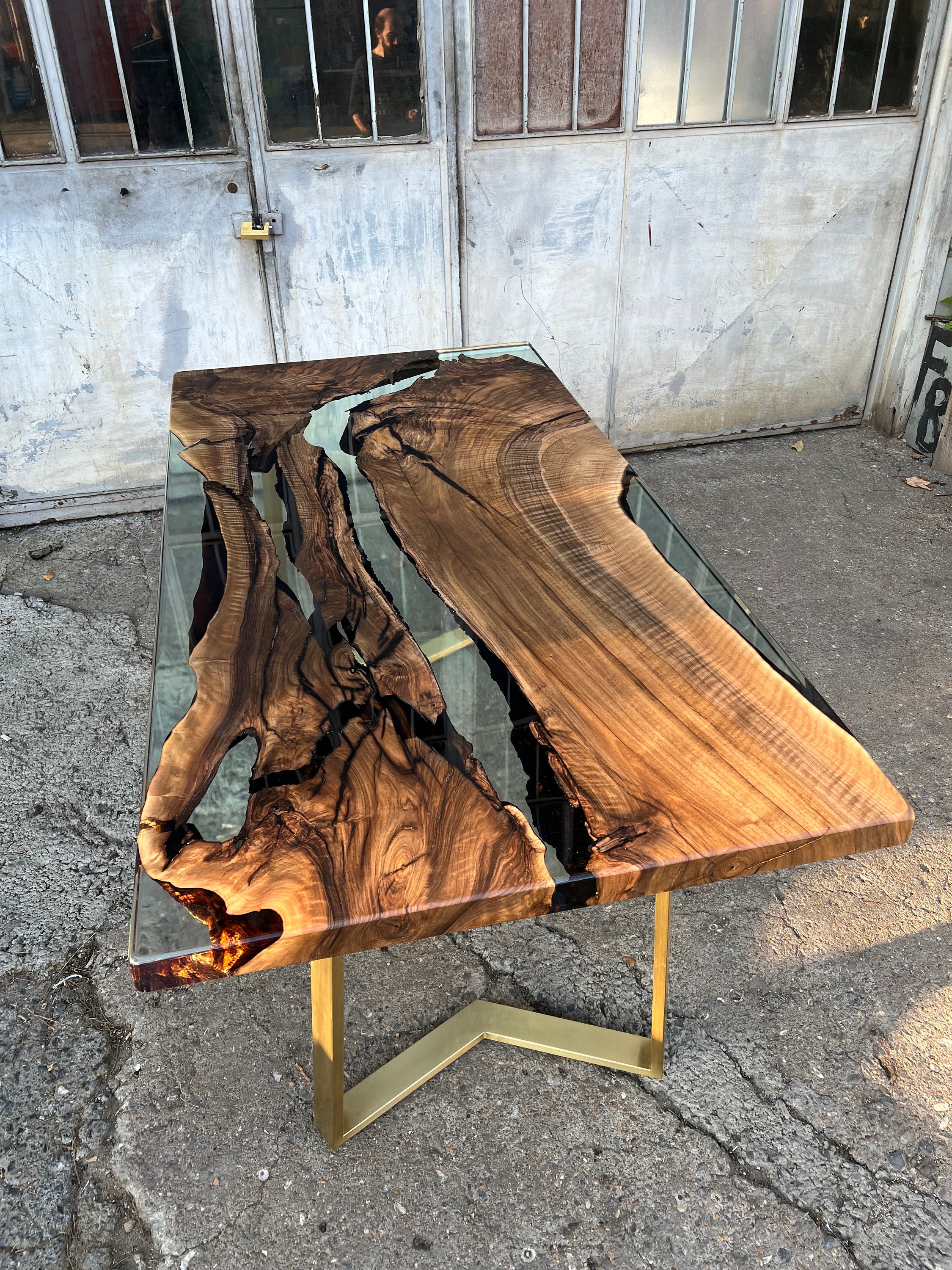 Custom Live Edge Walnut Dining Table: Clear Epoxy Resin River - Etsy