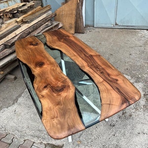 Live Edge Walnut Epoxy River Dining Table (79”x39”)