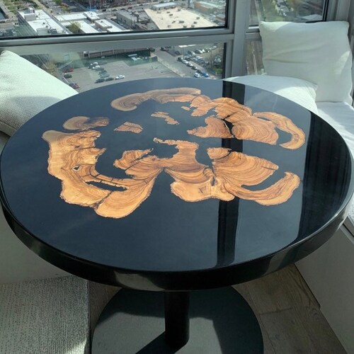 Round Epoxy Coffee Table Custom Resin Table Walnut Epoxy Etsy