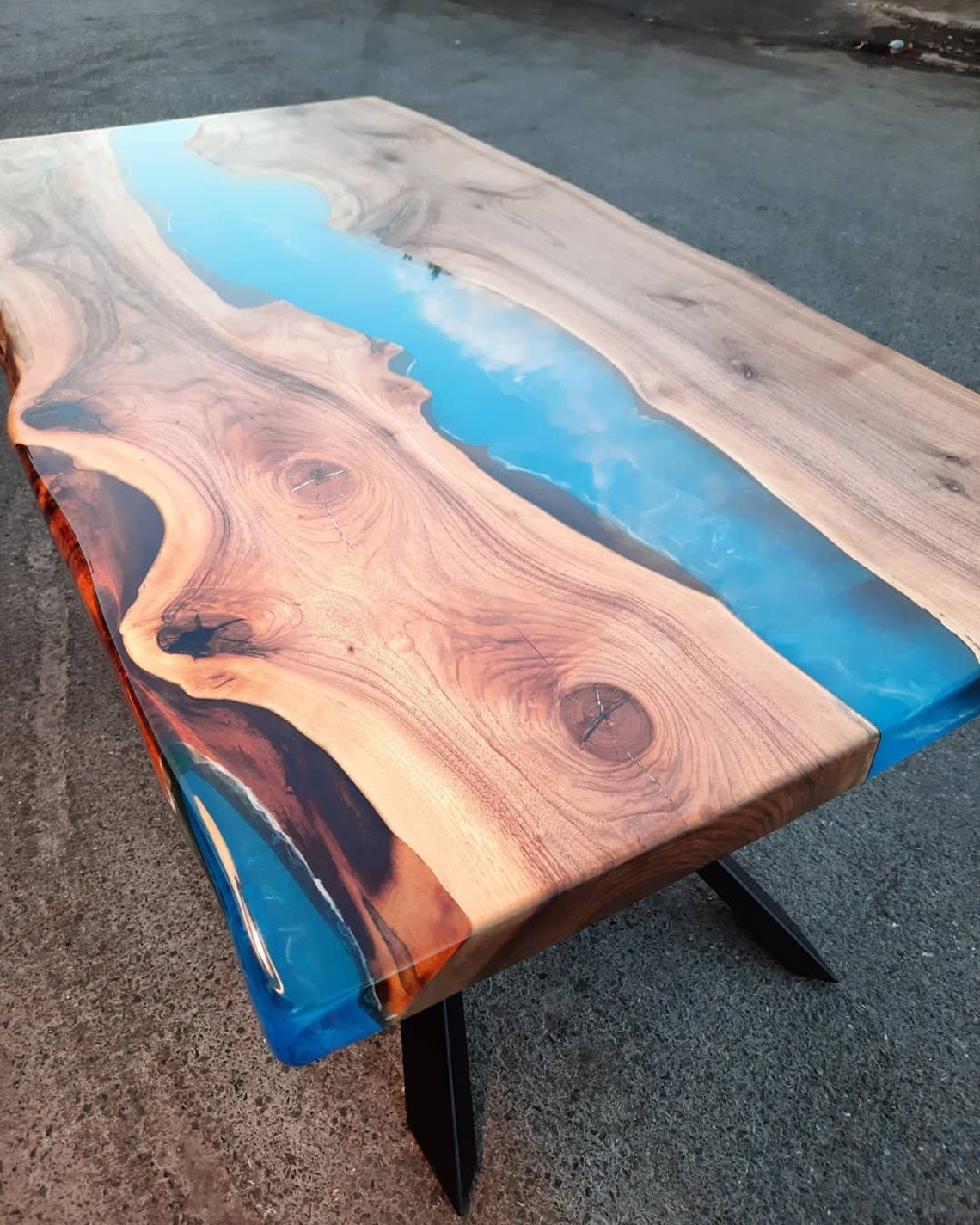 Ocean Epoxy Table for Sale Live edge Walnut Resin Dining Etsy
