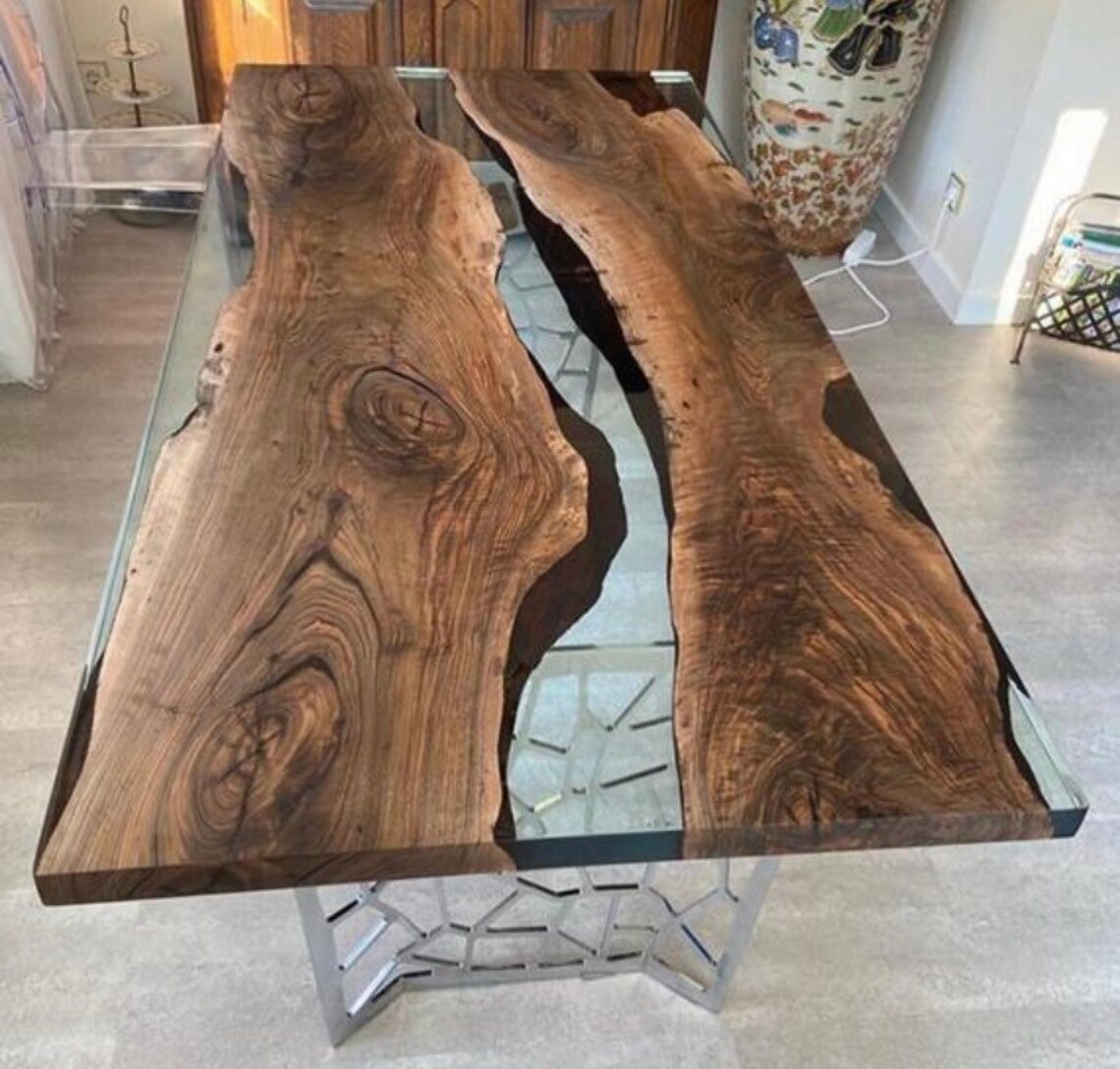 Maßgeschneiderte Epoxid-Tisch Ultra clear Resin River Tisch | Etsy