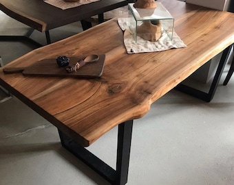Custom Live Edge Black Walnut Table: Solid Wood Dining or Desk