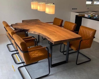 Solid Black Walnut Live Edge Table: Custom Kitchen Dining Table