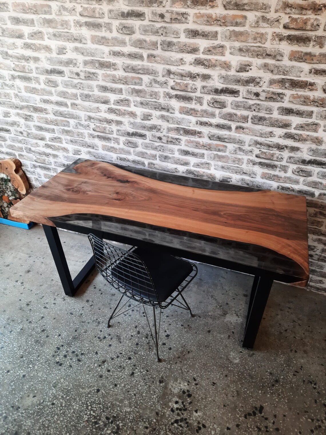 Walnut Epoxy desk Custom Epoxy Resin Table Live edge Desk Etsy