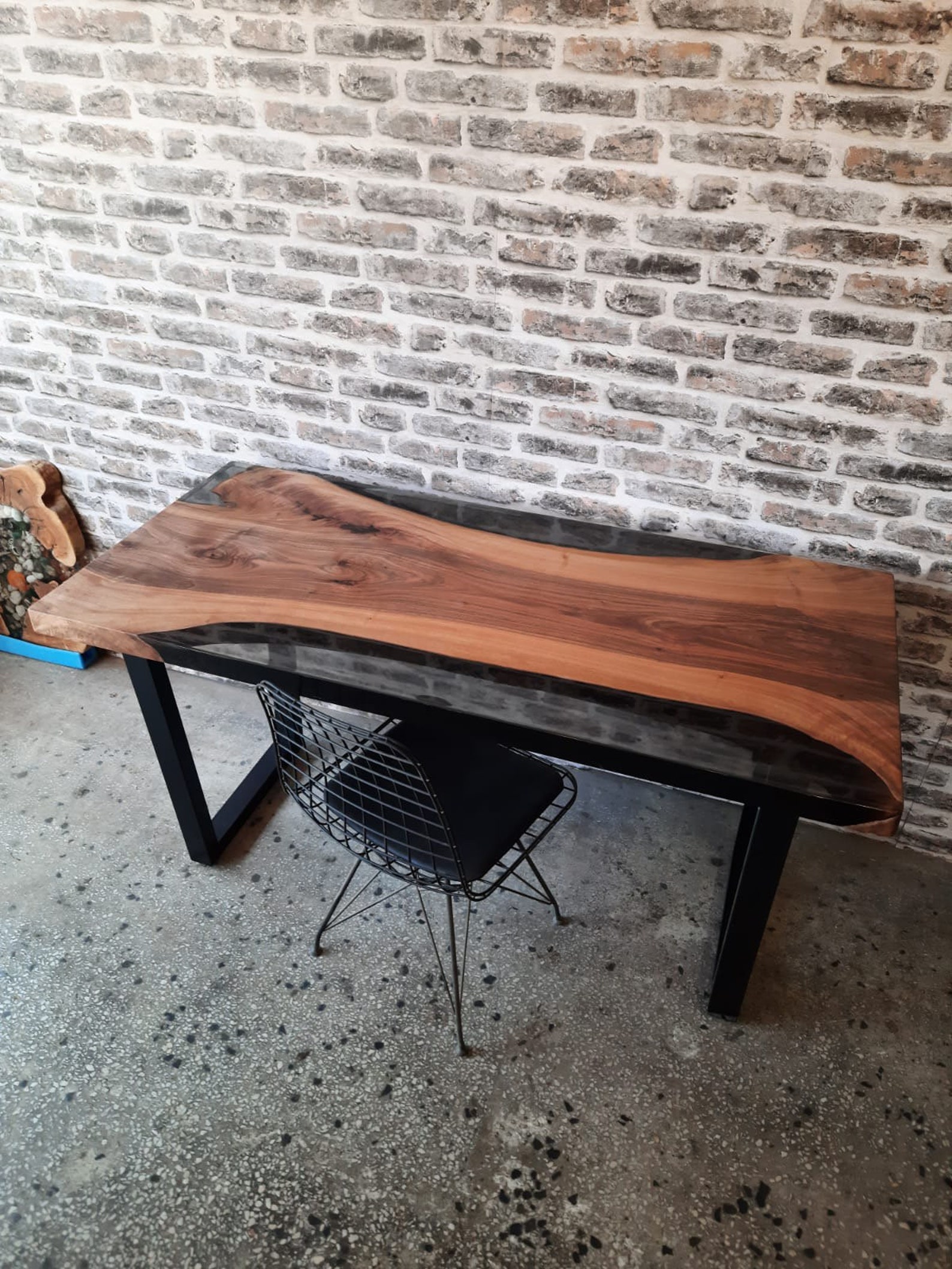 Walnut Epoxy desk Custom Epoxy Resin Table Live edge Desk Etsy