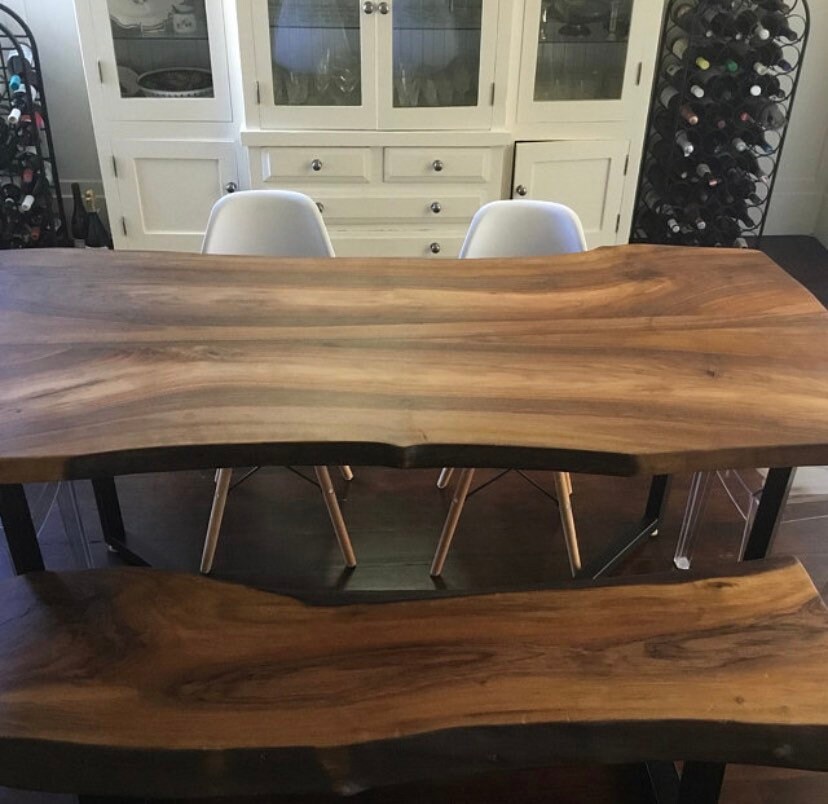 Handmade Live Edge Walnut Dining Table: Custom Farmhouse Kitchen Table ...