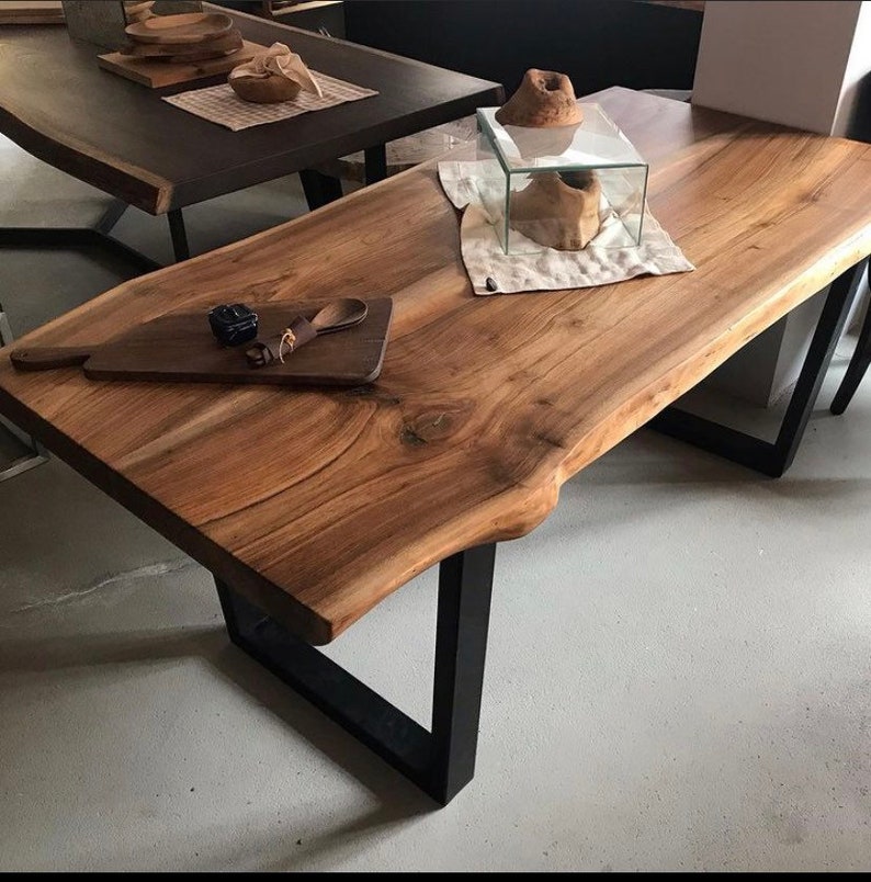 Live Edge Black Walnut Table Custom Dining Natural Wooden Etsy Canada