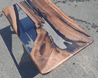 Live Edge Walnut Coffee Table: Ultra Clear Epoxy Resin River Table