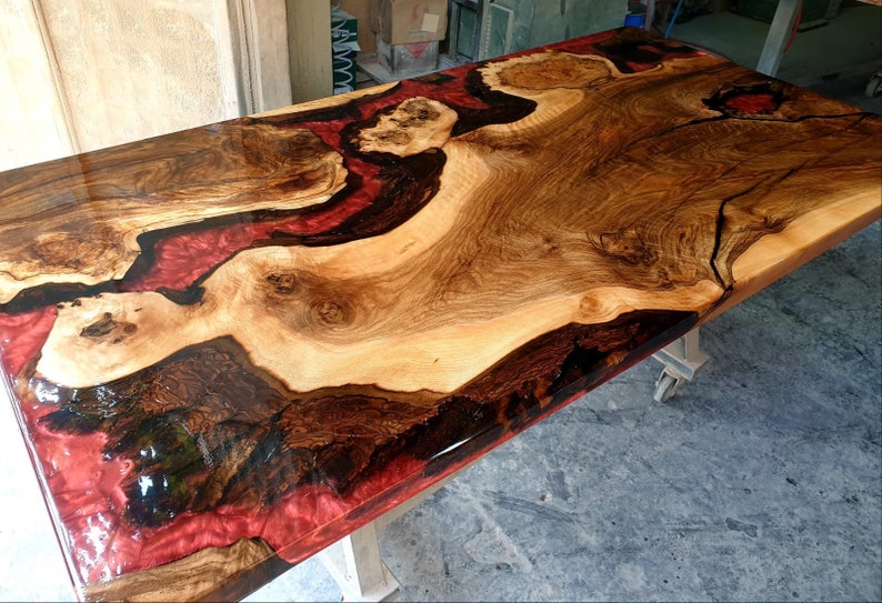 Red Epoxy Resin Table Tops