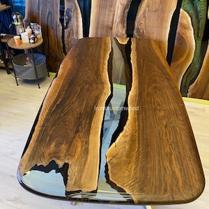 Live Edge Walnut Epoxy Resin River Table - Custom Dining Table