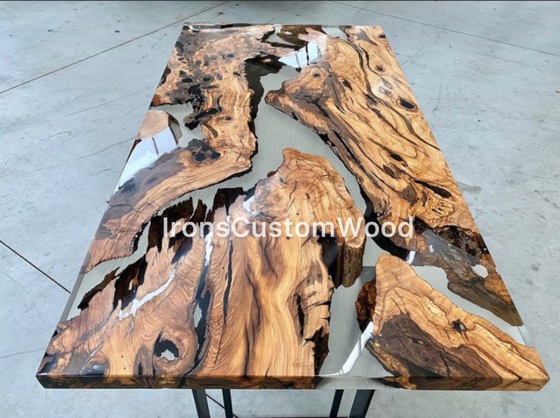 Made to order Olive Epoxy Table, Custom Live edge Epoxy Resin Dining Table 