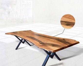 Custom Live Edge Black Walnut Dining Table: Handmade Farmhouse Style
