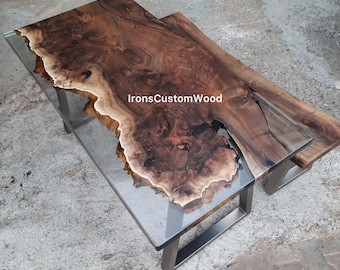 Custom Live Edge Walnut Epoxy Dining Table