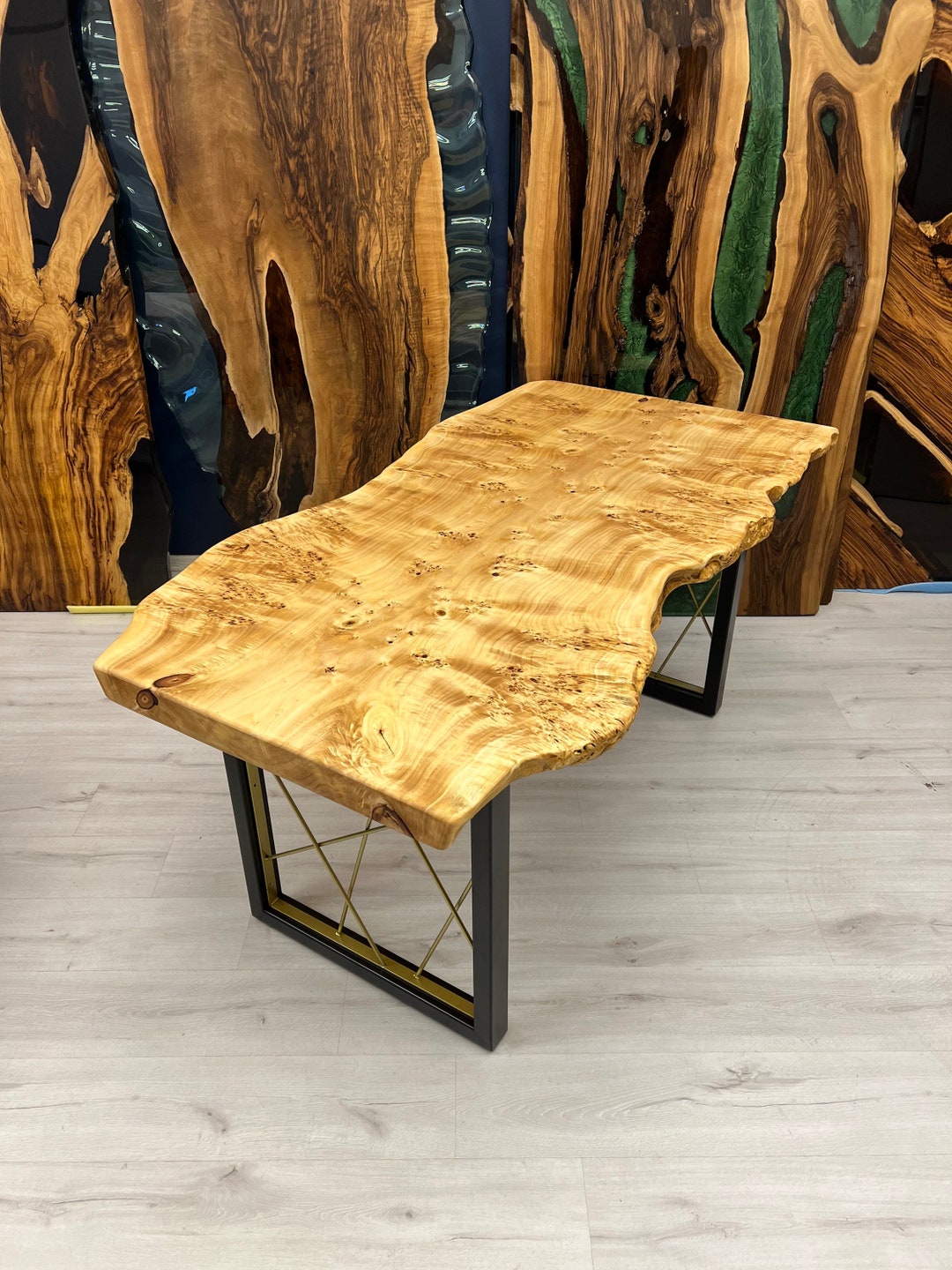 Live Edge Dining Table Custom Solid Wood Table Burl Wood Etsy